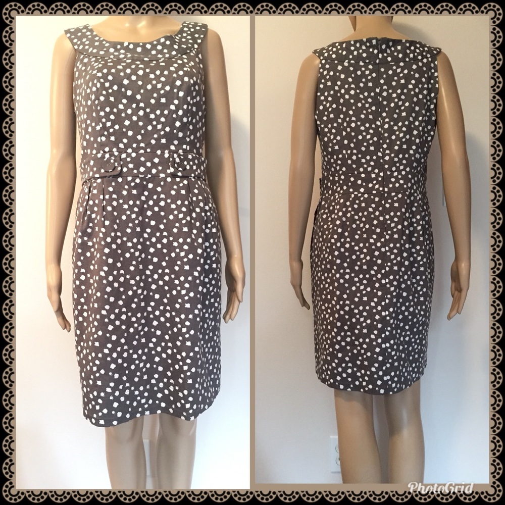 Robbie Bee Gray and White Sleeveless Dress